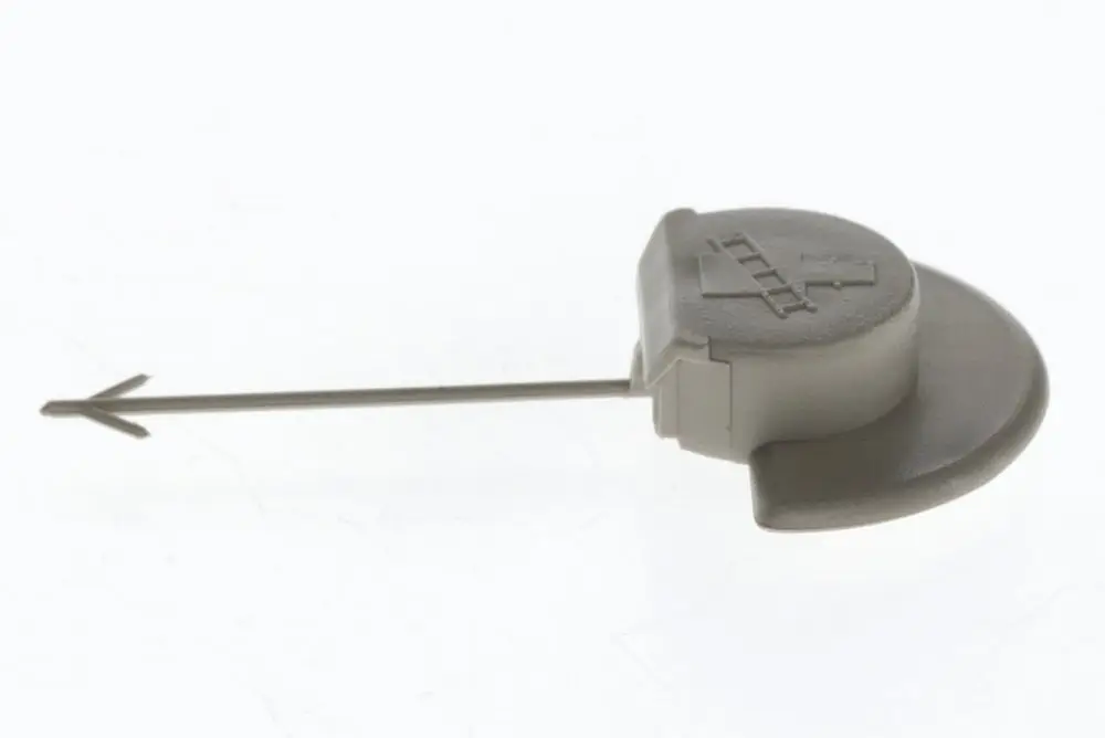 Bosch-Stoppfen mit einem langen, dünnen Metallstift. Die Oberseite hat eine geschwungene Form und eine einfache, graue Farbgestaltung.